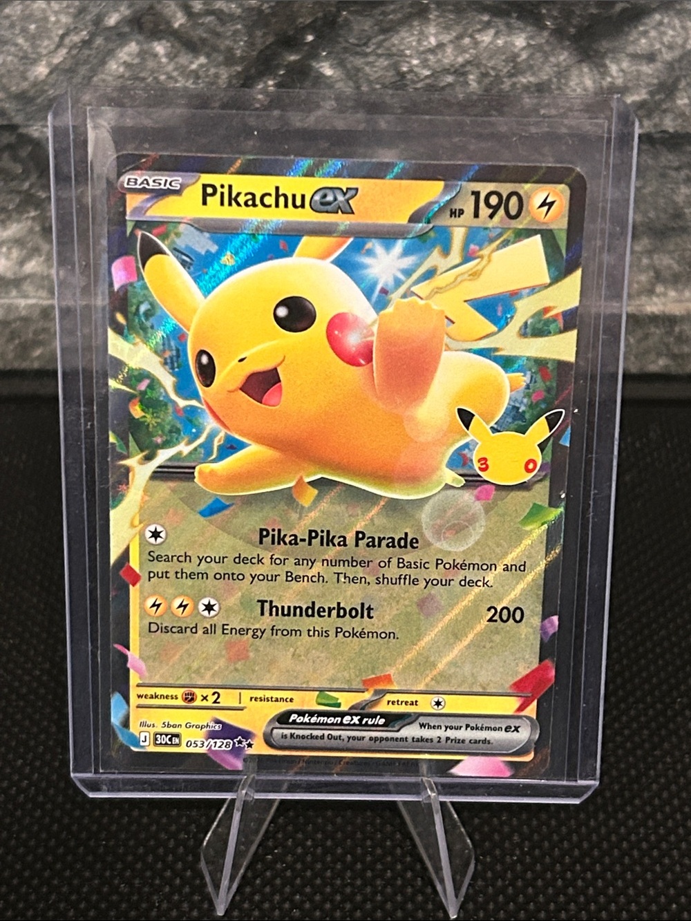 Pokemon Pikachu EX 053/128 30th Anniversary Celebrations Collection Holo M/NM